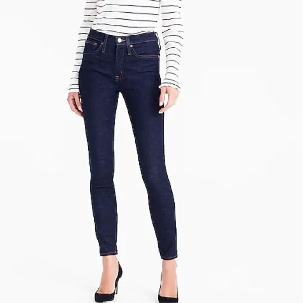 J. Crew 10” High Rise Toothpick Skinny Jeans Dark Ink Wash Size 31